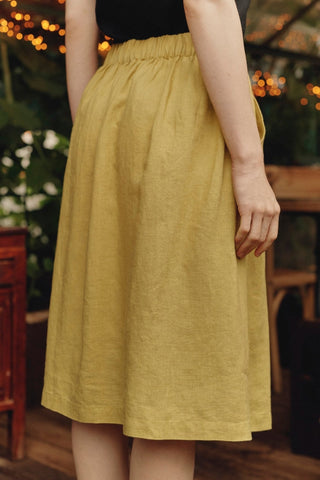 Lemon Curry Linen Tulip Skirt - Linen Tales B2B 