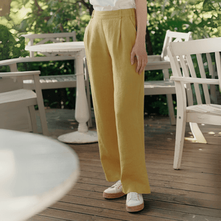 Lemon Curry Linen Willow Pants - Linen Tales 