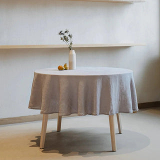 Light Grey Lightweight Linen Round Tablecloth - Linen Tales B2B 