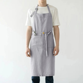 Light Grey Linen Chef Apron - Linen Tales B2B 