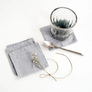 Light Grey Linen Coasters Set of 4 - Linen Tales B2B 