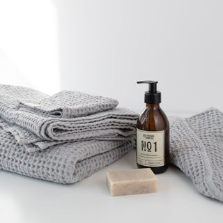 Light Grey Linen & Cotton Honeycomb Waffle Towel - Linen Tales B2B 5