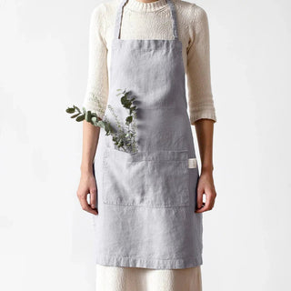 Light Grey Linen Daily Apron - Linen Tales B2B 