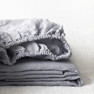 Light Grey Linen Fitted Sheet - Linen Tales B2B 