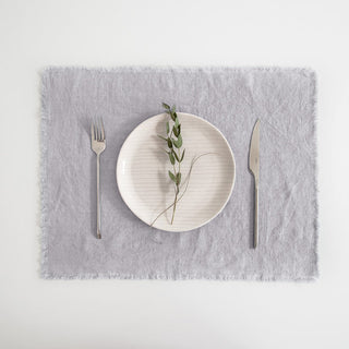 Light Grey Linen Placemat with Fringes - Linen Tales B2B 