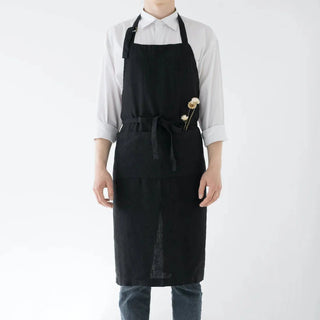 LIMITED EDITION Black Linen Chef Apron - Linen Tales B2B 