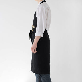 LIMITED EDITION Black Linen Chef Apron - Linen Tales B2B 