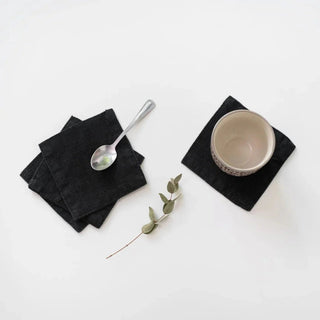LIMITED EDITION Black Linen Coasters Set of 4 - Linen Tales B2B 