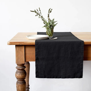 LIMITED EDITION Black Linen Table Runner - Linen Tales B2B 