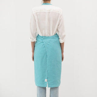 LIMITED EDITION Coastal Blue Linen Chef Apron - Linen Tales B2B 3