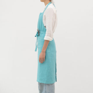 LIMITED EDITION Coastal Blue Linen Chef Apron - Linen Tales B2B 