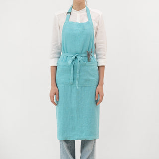 LIMITED EDITION Coastal Blue Linen Chef Apron - Linen Tales B2B 