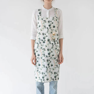 LIMITED EDITION Eucalyptus Linen Crossback Apron - Linen Tales B2B 