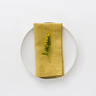 LIMITED EDITION Lemon Curry Linen Napkins Set of 2 - Linen Tales B2B 
