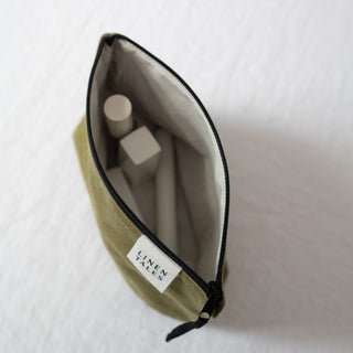 LIMITED EDITION Linen Tales Lichen Twill Linen Makeup Pouch - Linen Tales B2B 