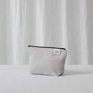 LIMITED EDITION Linen Tales Silver Twill Linen Makeup Pouch - Linen Tales B2B 