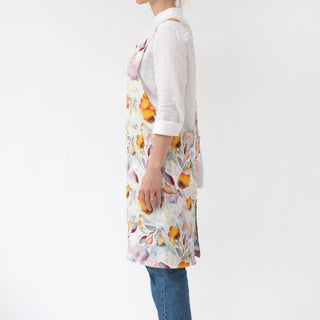 LIMITED EDITION Orange Flow Linen Crossback Apron - Linen Tales B2B 