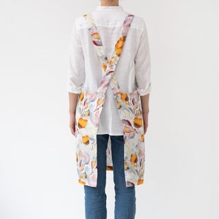 LIMITED EDITION Orange Flow Linen Crossback Apron - Linen Tales B2B 3