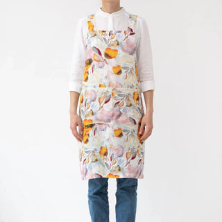 LIMITED EDITION Orange Flow Linen Crossback Apron - Linen Tales B2B 