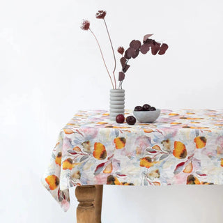 LIMITED EDITION Orange Flow Linen Tablecloth - Linen Tales B2B 