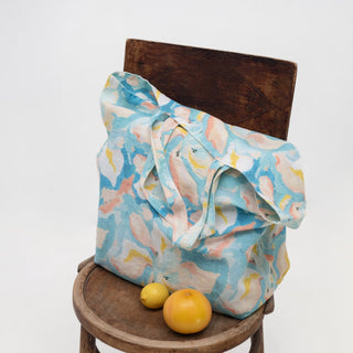 LIMITED EDITION Pastel Iris Linen Big Bag - Linen Tales B2B 