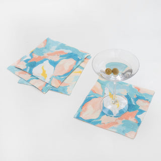 LIMITED EDITION Pastel Iris Linen Coasters Set of 4 - Linen Tales B2B 