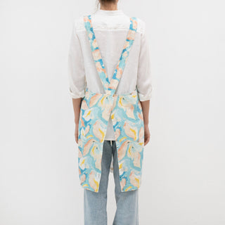 LIMITED EDITION Pastel Iris Linen Crossback Apron - Linen Tales B2B 