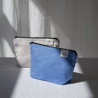 LIMITED EDITION Silver Twill Linen Makeup Pouch - Linen Tales USA 3