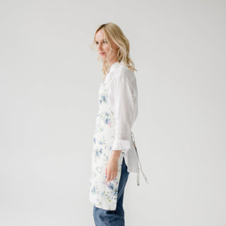 LIMITED EDITION White Flowers Linen Daily Apron - Linen Tales B2B 2