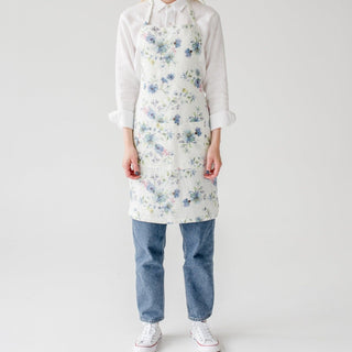 LIMITED EDITION White Flowers Linen Daily Apron - Linen Tales B2B 1