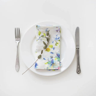 LIMITED EDITION White Flowers Linen Napkins Set of 2 - Linen Tales B2B 