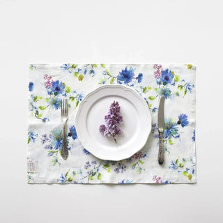 LIMITED EDITION White Flowers Linen Placemat - Linen Tales B2B 