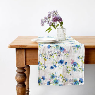 LIMITED EDITION White Flowers Linen Table Runner - Linen Tales B2B 2