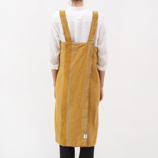 Linen Tales Amber Bronze Stripes Linen Pinafore Apron - Linen Tales B2B 3