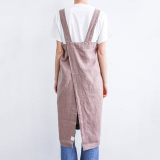 Linen Tales Ashes of Roses Linen Pinafore Apron - Linen Tales B2B 