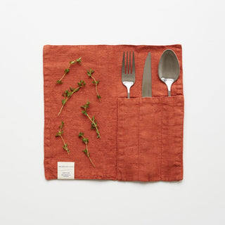 Linen Tales Baked Clay Linen Cutlery Pocket Set of 2 - Linen Tales B2B 