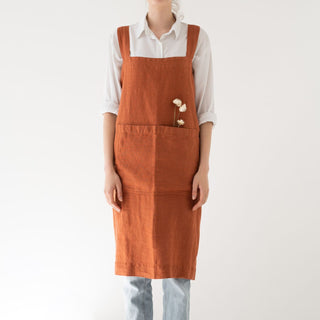 Linen Tales Baked Clay Linen Pinafore Apron - Linen Tales B2B 1
