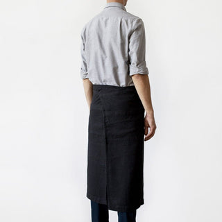 Linen Tales Black Linen Garcon Apron - Linen Tales B2B 
