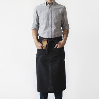 Linen Tales Black Linen Garcon Apron - Linen Tales B2B 