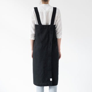Linen Tales Black Linen Pinafore Apron - Linen Tales B2B 
