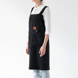 Linen Tales Black Linen Pinafore Apron - Linen Tales B2B 3