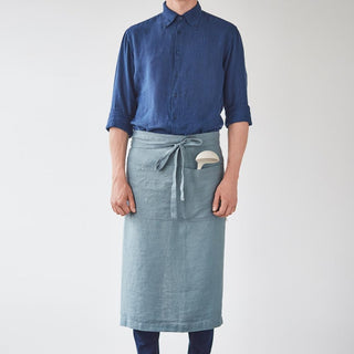 Linen Tales Blue Fog Linen Garcon Apron - Linen Tales B2B 