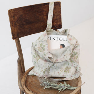 Linen Tales Botany on Light Natural Linen Tote Bag - Linen Tales B2B 