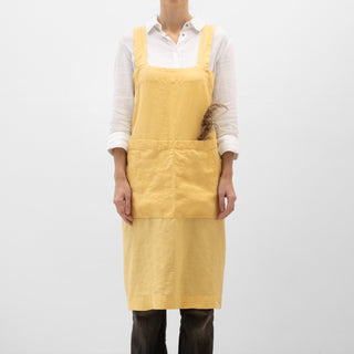 Linen Tales Butter Linen Pinafore Apron - Linen Tales B2B 
