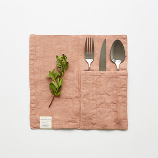 Linen Tales Cafe Creme Linen Cutlery Pocket Set of 2 - Linen Tales B2B 