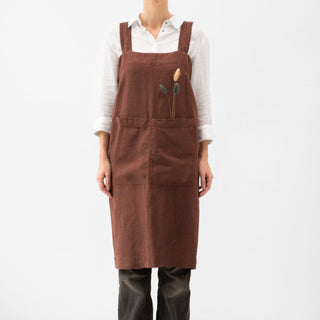 Linen Tales Chocolate Linen Pinafore Apron - Linen Tales B2B 