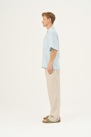 Linen Tales Closet Baby Blue Linen Libertas Shirt - Linen Tales B2B 3