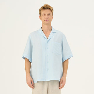 Linen Tales Closet Baby Blue Linen Libertas Shirt - Linen Tales B2B 
