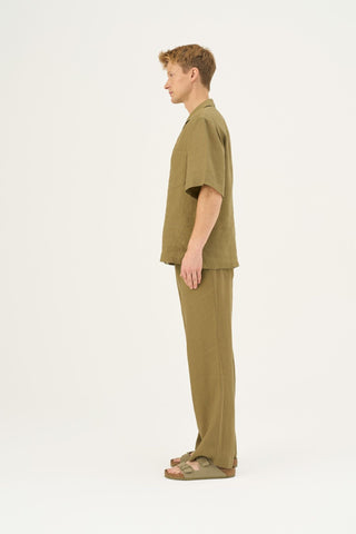 Linen Tales Closet Olive Khaki Linen Libertas Shirt - Linen Tales B2B 3