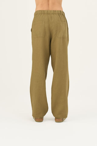 Linen Tales Closet Olive Khaki Linen Sensus Trousers - Linen Tales B2B 5